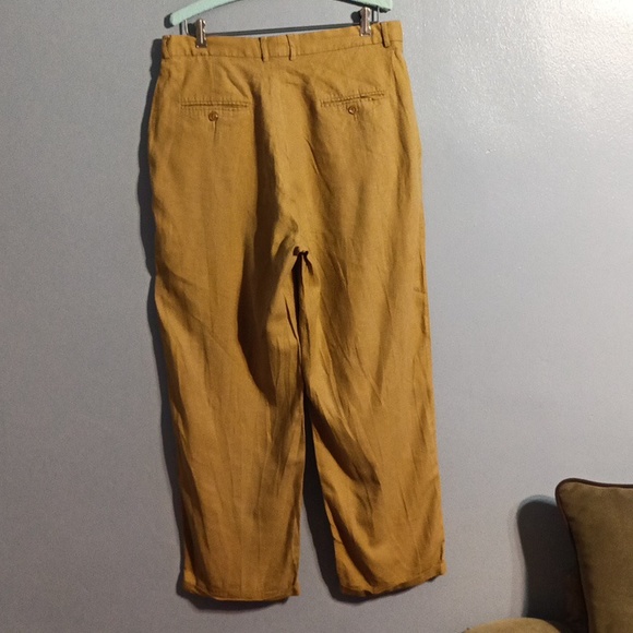 Maltos tan linen & rayon vintage dress slacks 34W - Picture 14 of 17